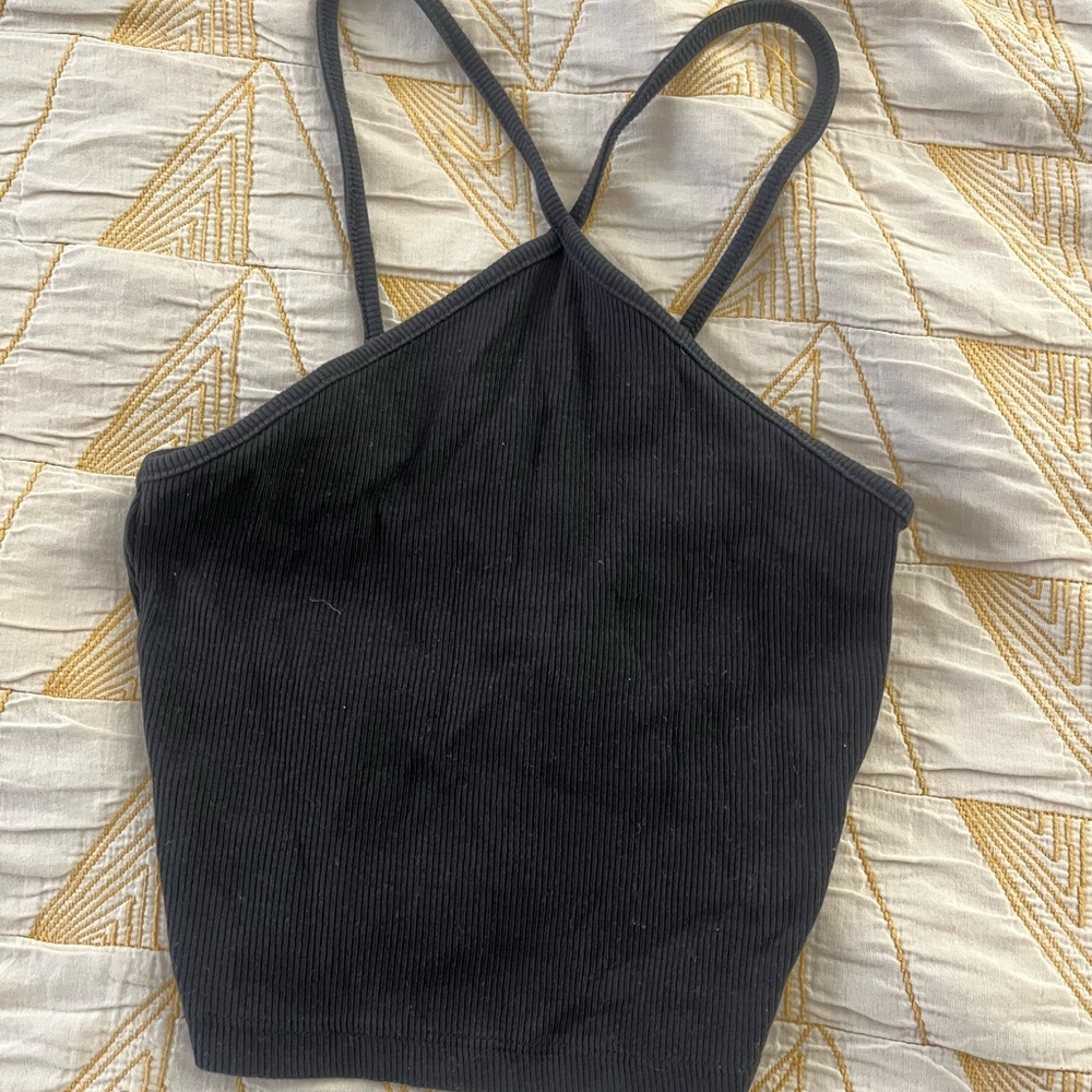 Zara Black Ribbed Crop Top